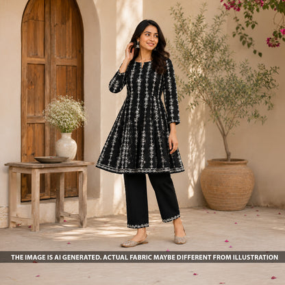 Thread Sequins Embroidered Mul Cotton Fabric - F6623