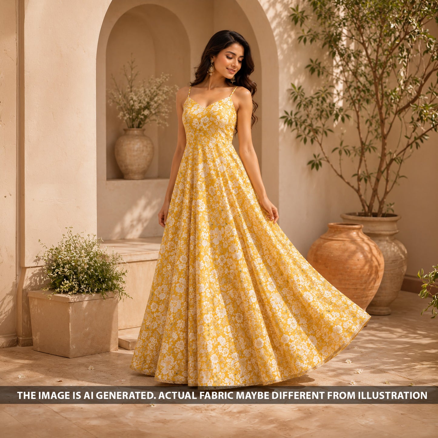 Thread Sequins Embroidered Mul Chanderi Fabric - F6617