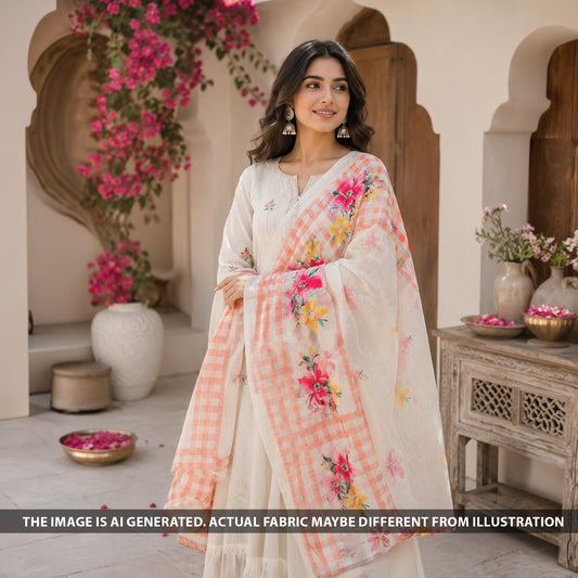 Digital Print Linen Dupatta - D2368