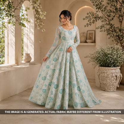 Embordered Applique Work Mul Chanderi Fabric - F6635