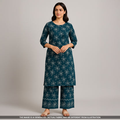 Thread Embroidered Mul Chanderi Fabric- F3910