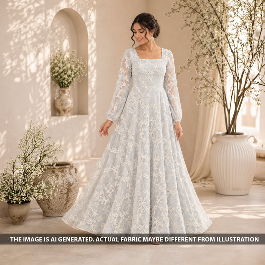 Hakoba Thread Embroidered Mul Chanderi Fabric - F6640