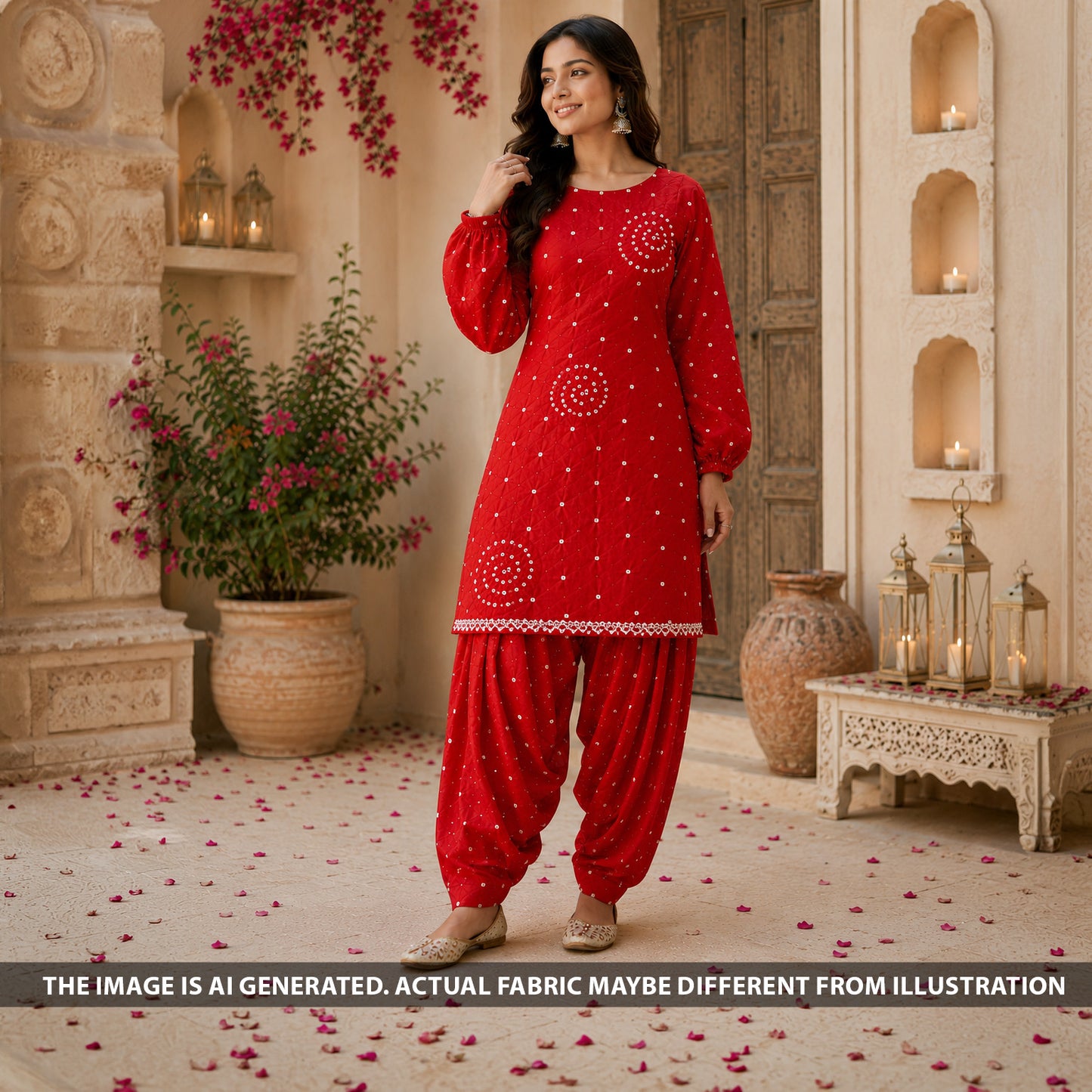 Bandhani Print Modal Satin Fabric - F6642