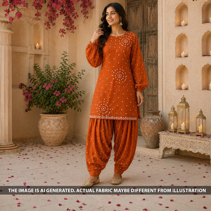 Bandhani Print Modal Satin Fabric - F6643