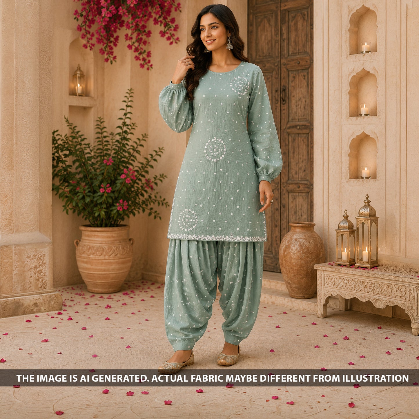 Bandhani Print Modal Satin Fabric - F6644