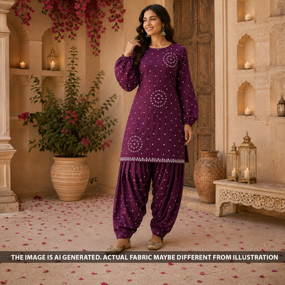 Bandhani Print Modal Satin Fabric - F6645
