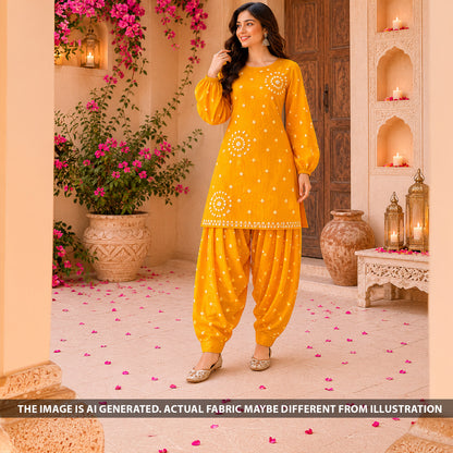 Bandhani Print Modal Satin Fabric - F6646