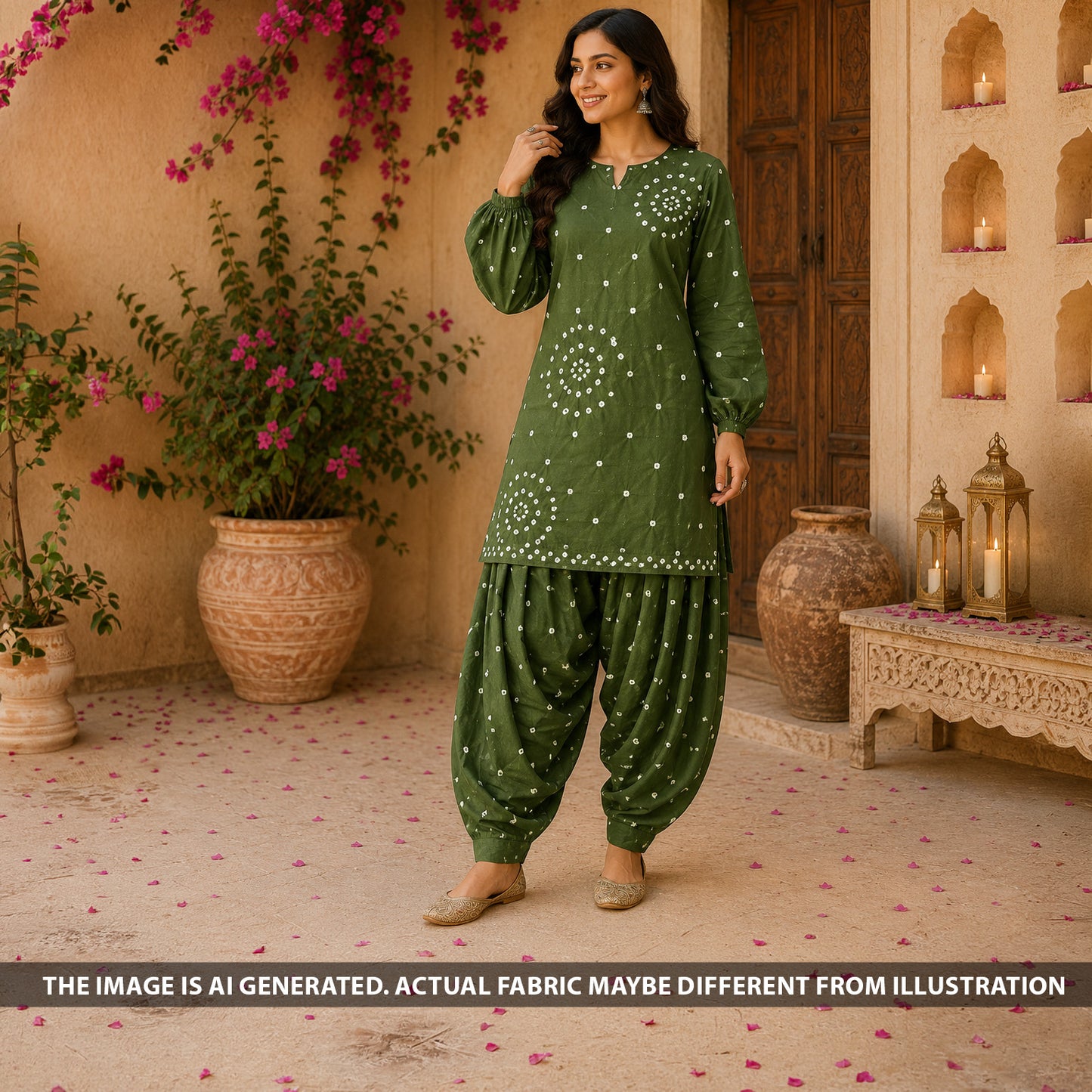 Bandhani Print Modal Satin Fabric - F6651