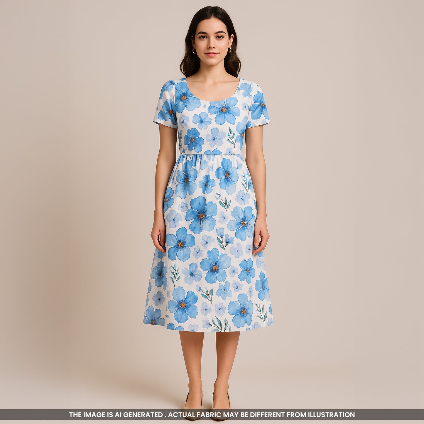 Floral Printed Mul Cotton Fabric- F3916