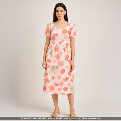 Floral Printed Mul Cotton Fabric- F3918