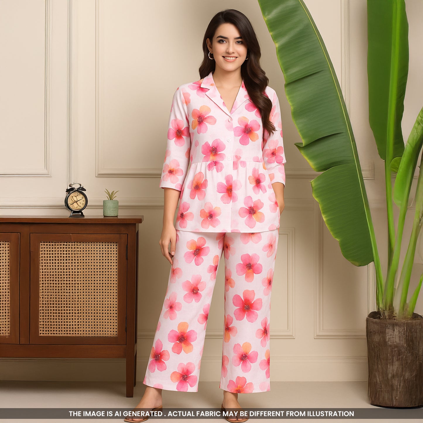 Floral Printed Mul Cotton Fabric- F3924