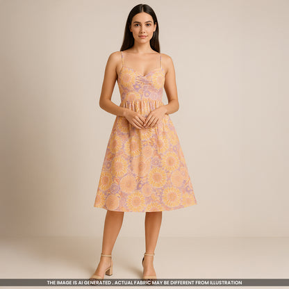 Floral Printed Cambric Cotton Fabric- F3952