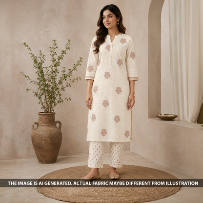 Thread Sequins Embroidered Mul Chanderi Fabric - F6669