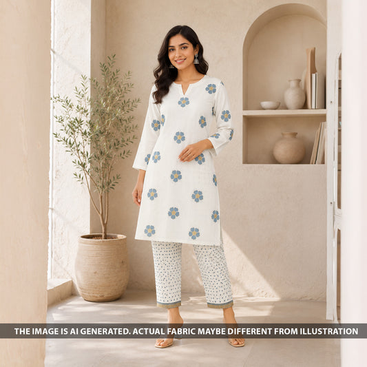 Thread Sequins Embroidered Mul Chanderi Fabric - F6671