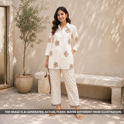 Thread Sequins Embroidered Mul Chanderi Fabric - F6672