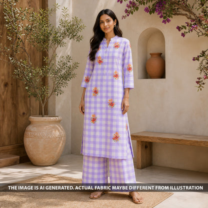Printed Check Linen Fabric - F7072