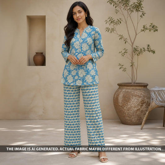 Digital Print Mul Cotton Fabric - F6451