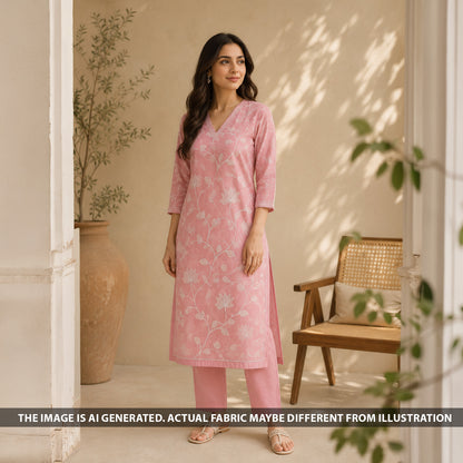 Thread Sequins Work Pure Mul Chanderi Fabric - F6459