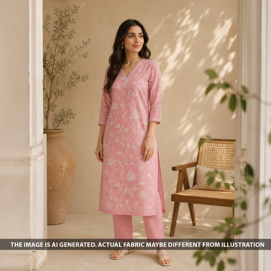 Thread Sequins Work Pure Mul Chanderi Fabric - F6459
