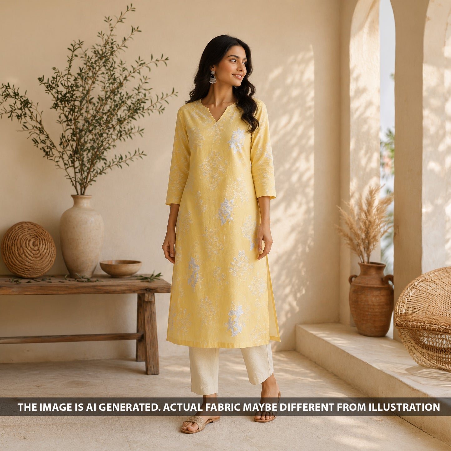Thread Sequins Work Pure Mul Chanderi Fabric - F6460
