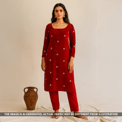 Cut Dana Zari Work Crush Velvet Fabric - F5222