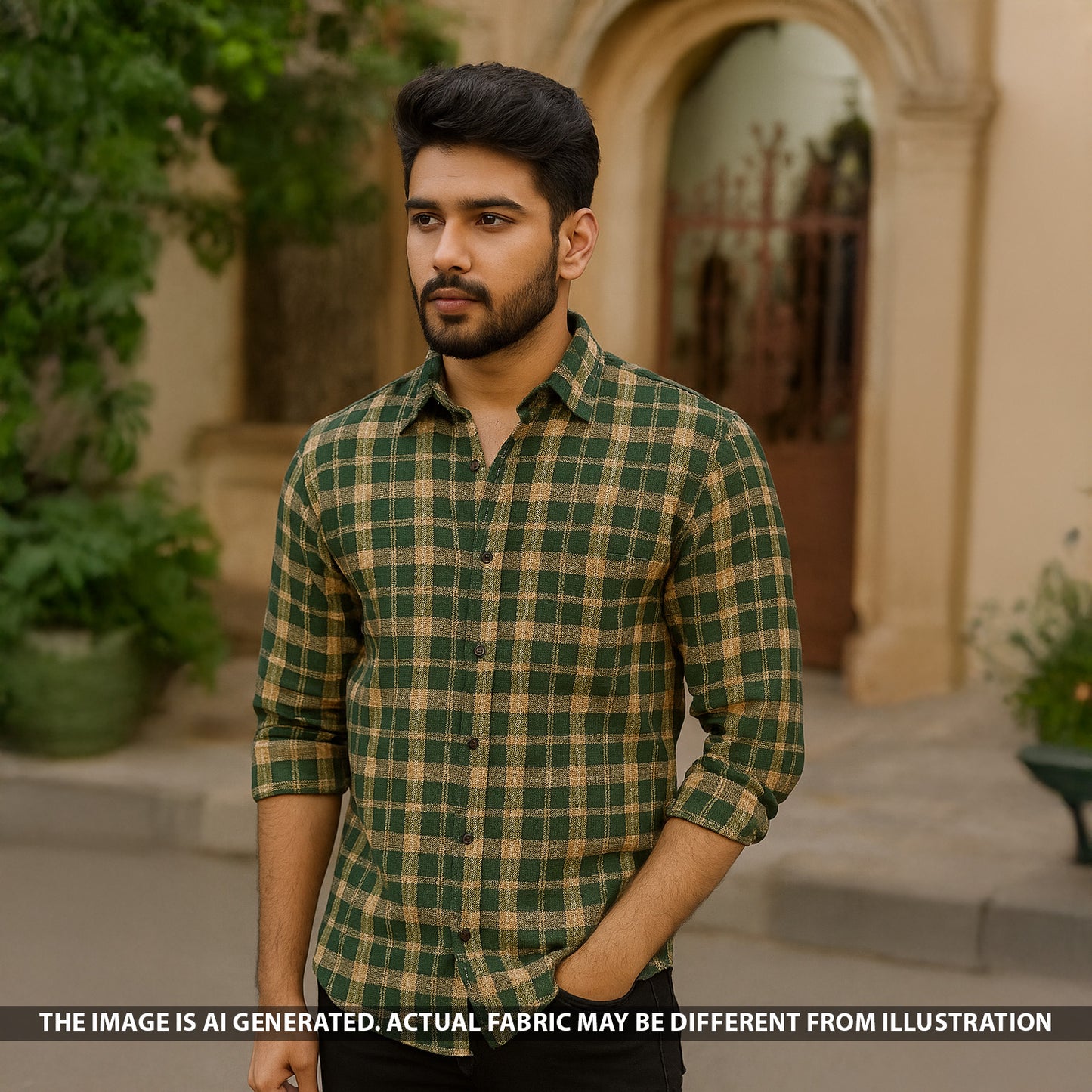 Check Print Spun Fabric - F5228