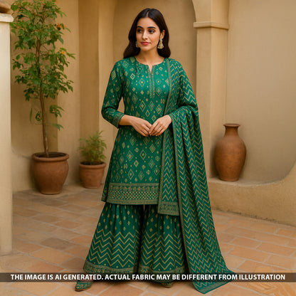 Zari Faux Mirror Work Tissue Silk Fabric - F5247