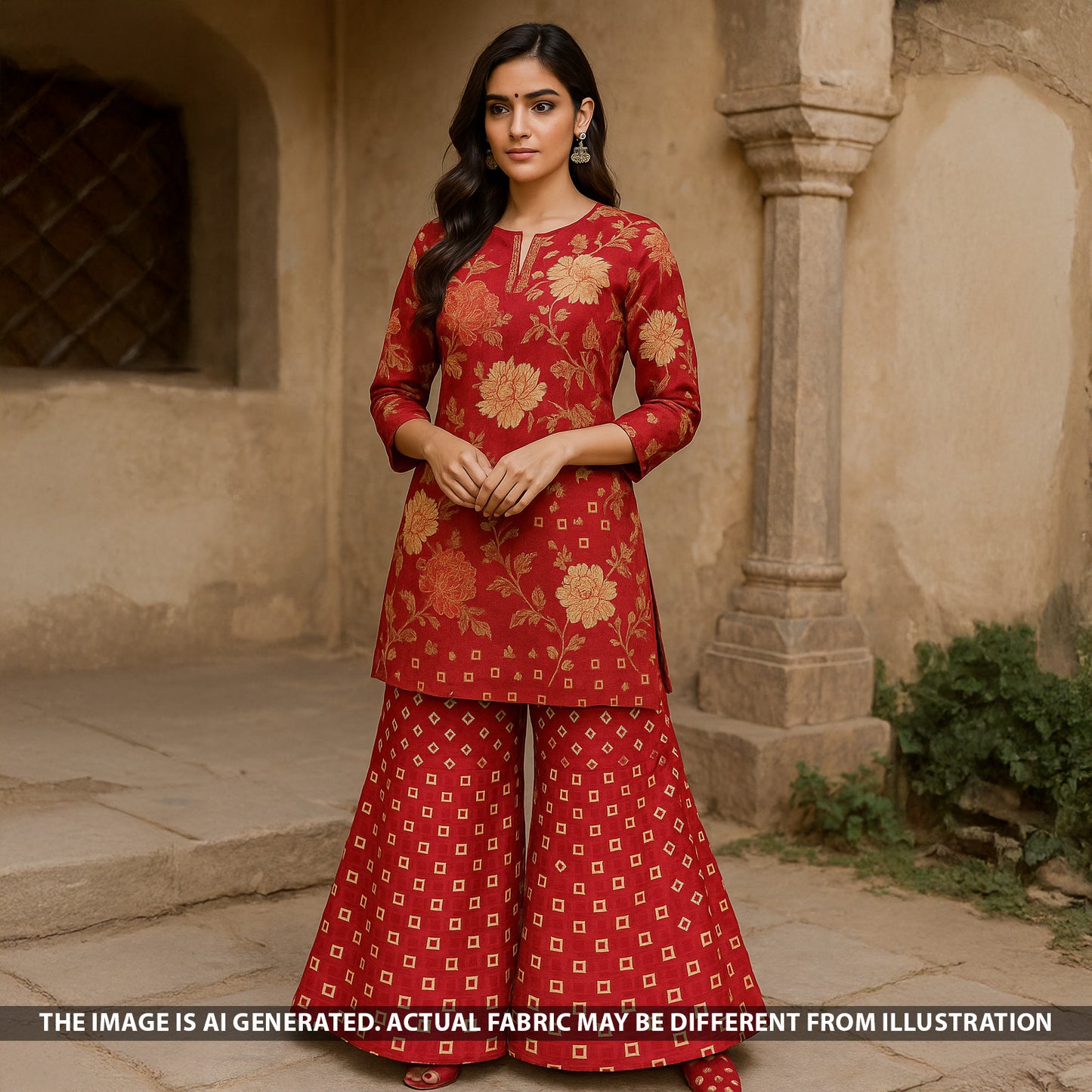 Zari Faux Mirror Work Tissue Silk Fabric - F5249