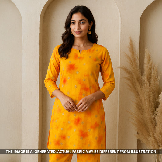 Zari Work Tie Dye Print Dola Silk Fabric - F5258