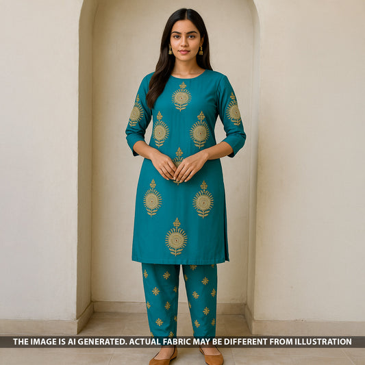 Zari Sequins Thread Work Viscose Crepe Fabric - F5274
