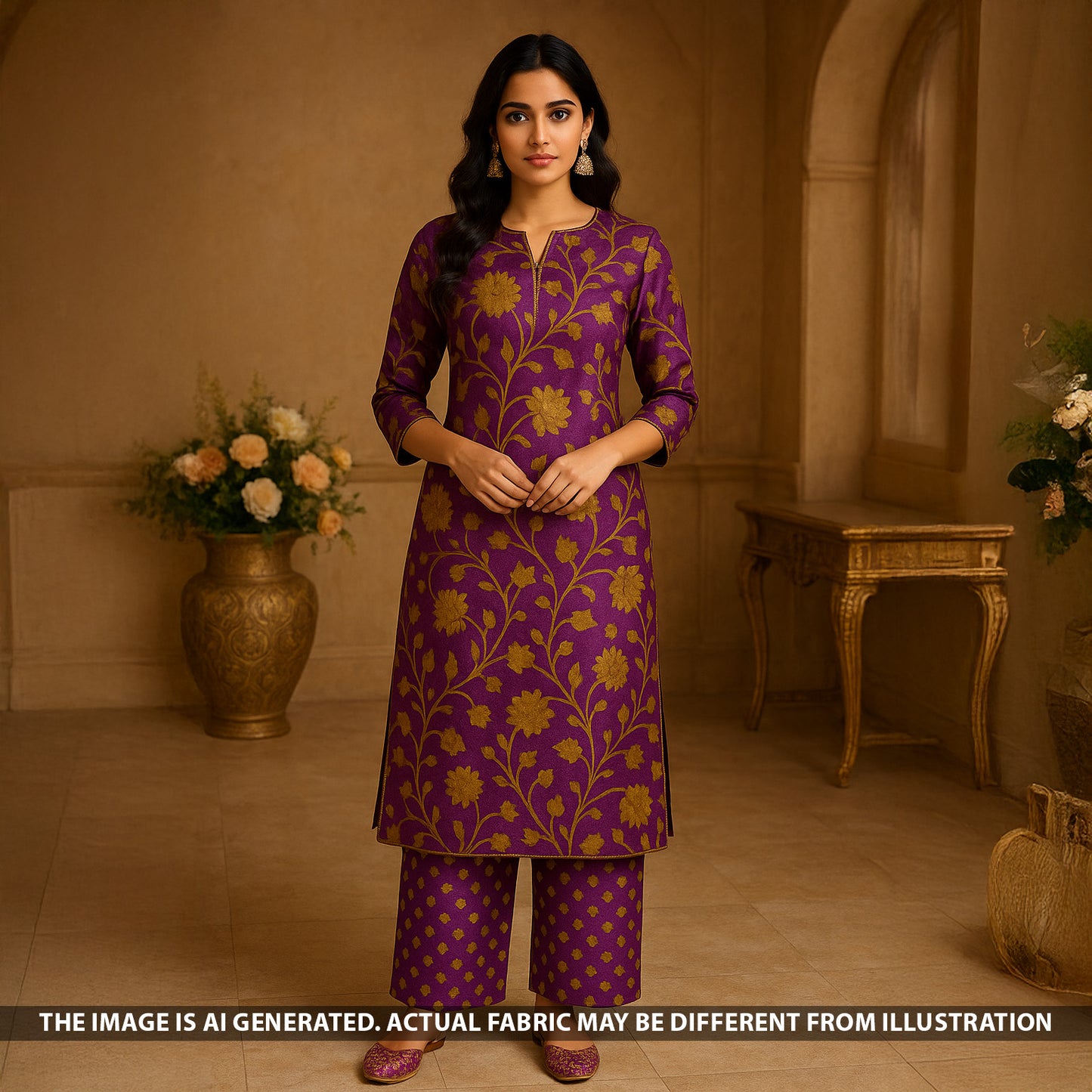 Digital Print Gajji Silk Fabric - F5287