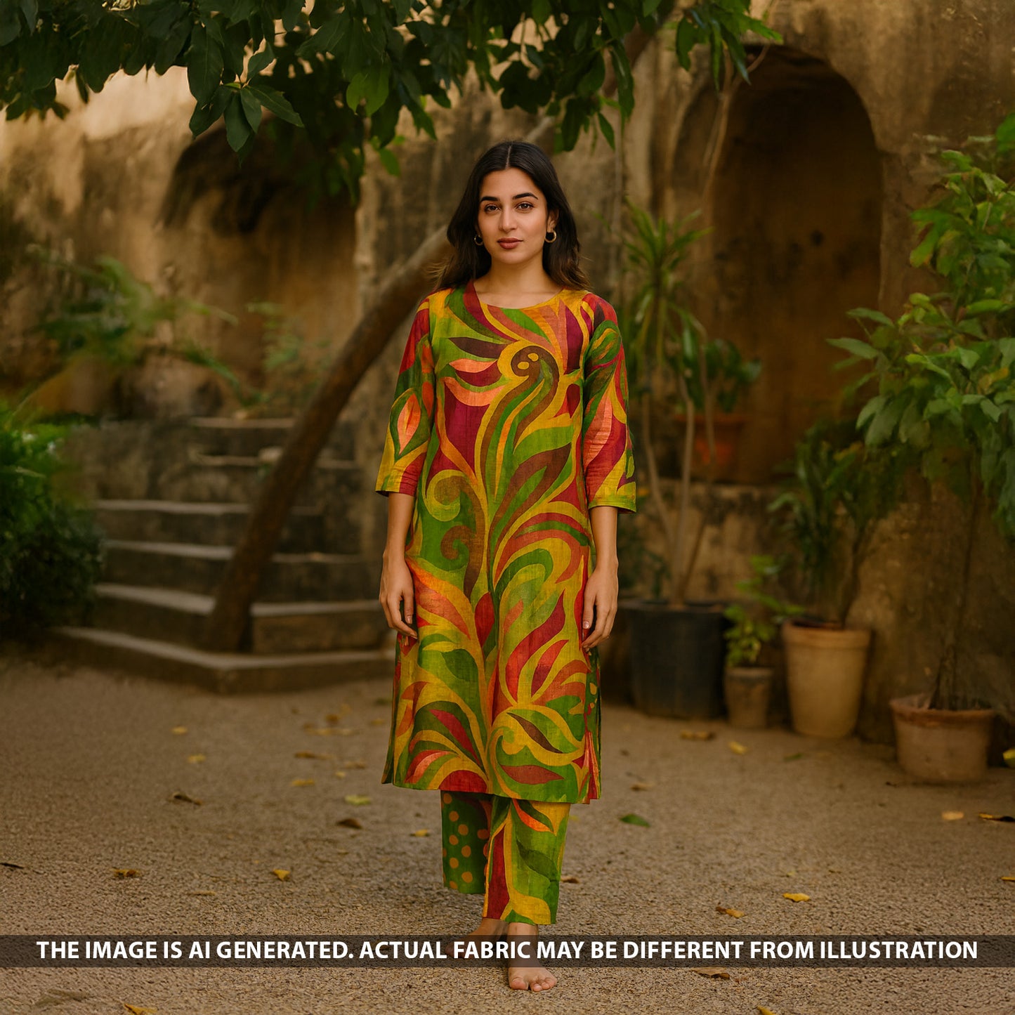 Digital Print Gajji Silk Fabric - F5289