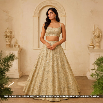 Cut Dana Thread Sequins Embroidered Shimmer Tissue Fabric - F5295