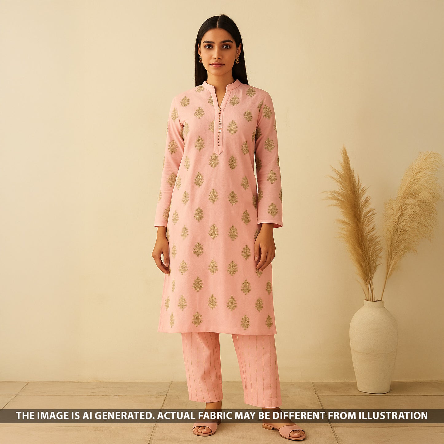 Zari Sequins Embroidered Chinnon Chiffon Fabric - F5299