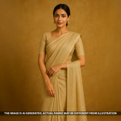 Zari Work Pure Tissue Fabric - F5326