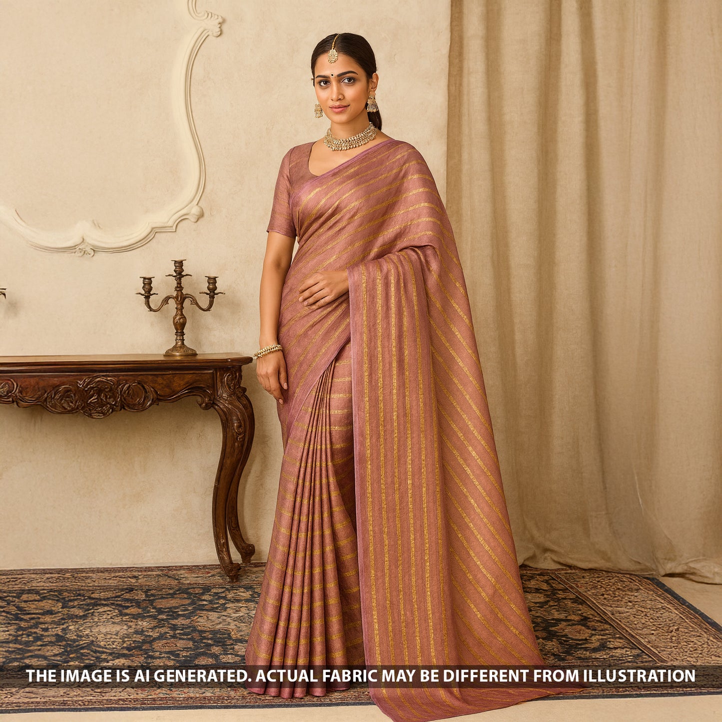 Zari Work Pure Tissue Fabric - F5321