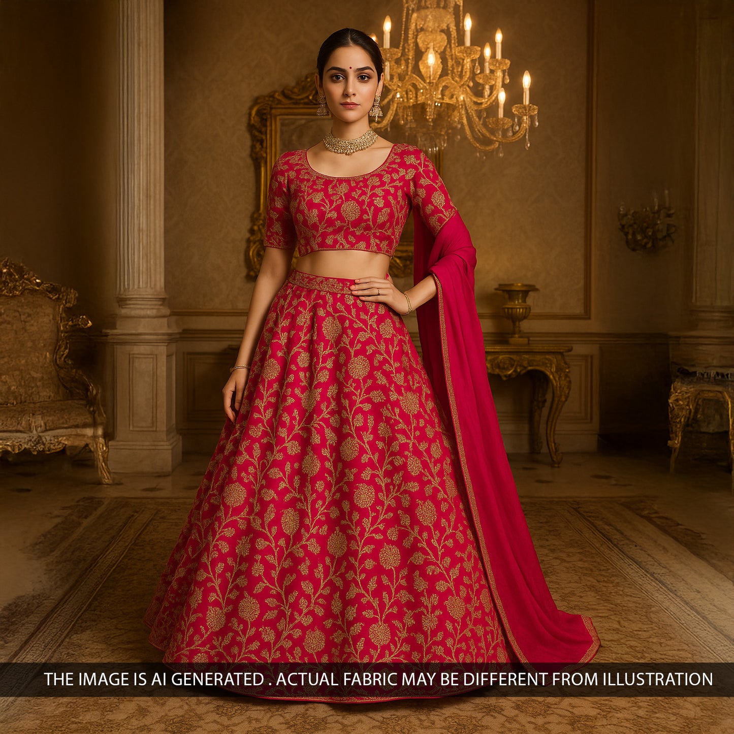 Zari Sequins Embroidered Georgette Fabric-F5064