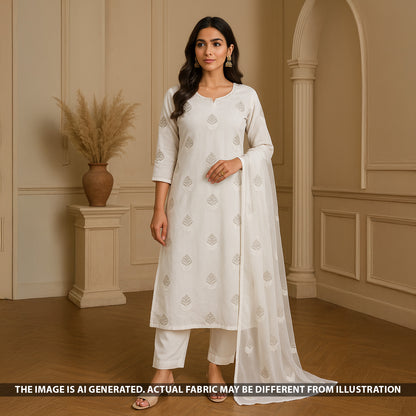 Dyeable Cut Dana Thread Work Chinnon Chiffon Fabric-F5070