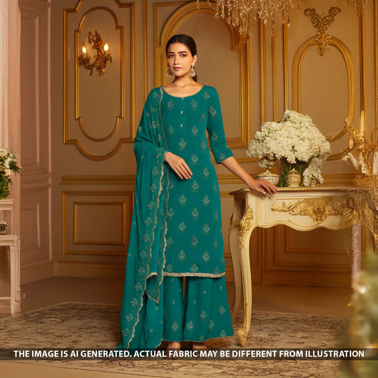 Cut Dana Thread Work Chinnon Chiffon Fabric-F5069