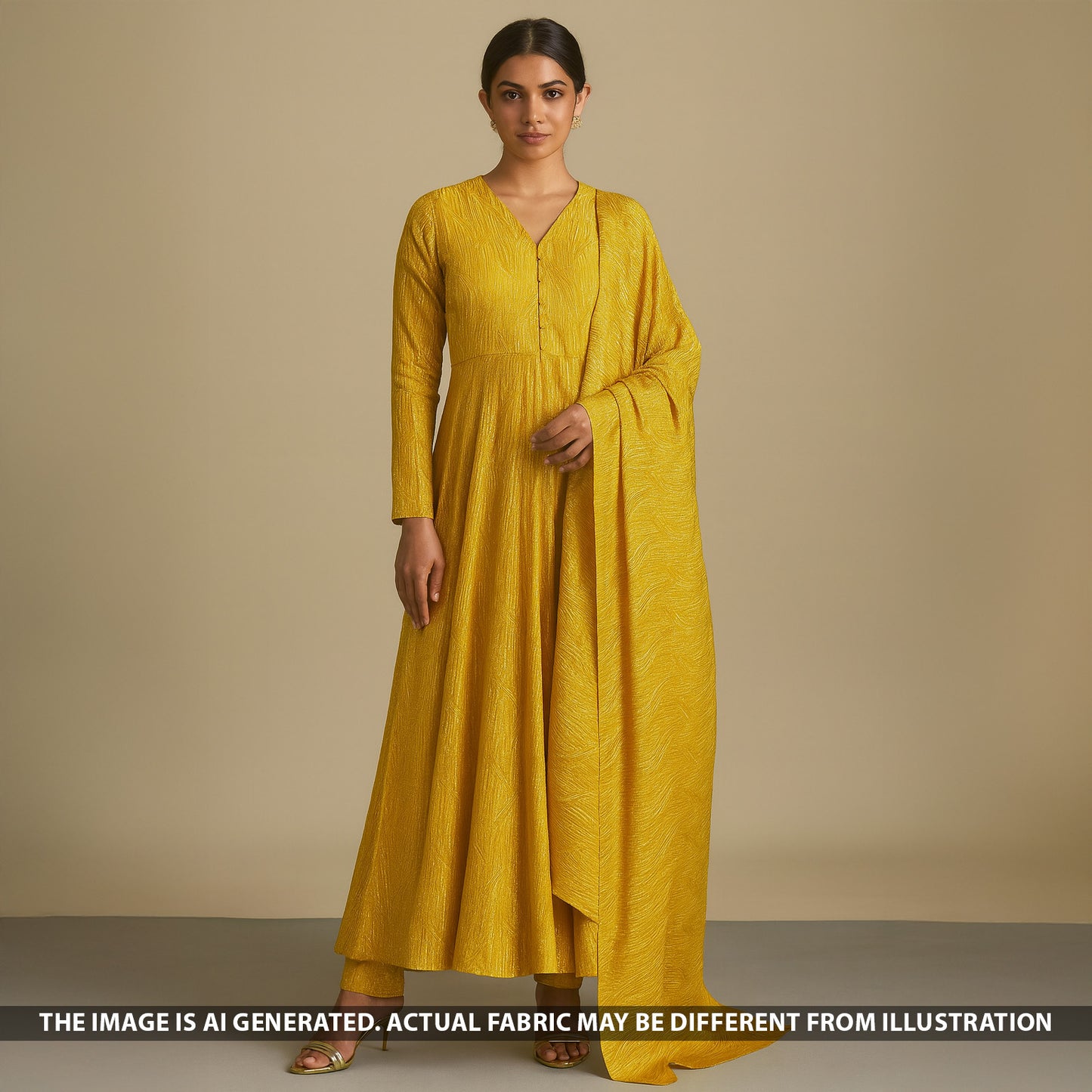 Thread Sequins Embroidered Dola Silk Fabric - F5097