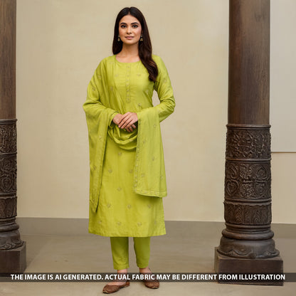 Thread Sequins Embroidered Cotton Silk Fabric - F5098