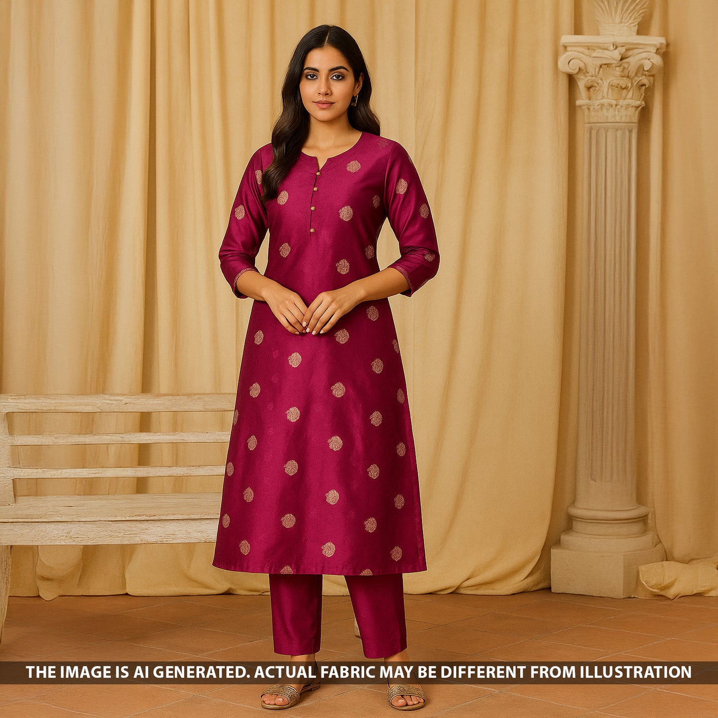 Zari Self Buta Work Silk Fabric - F5105