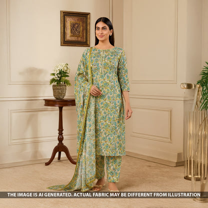 Digital Print Upada Silk Fabric - F5132