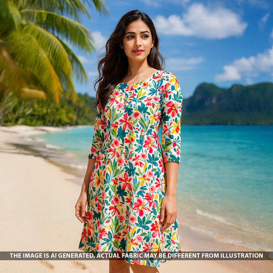 Digital Print Crepe Satin Fabric - F5138