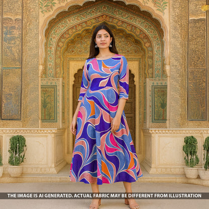 Digital Print Crepe Satin Fabric - F5141