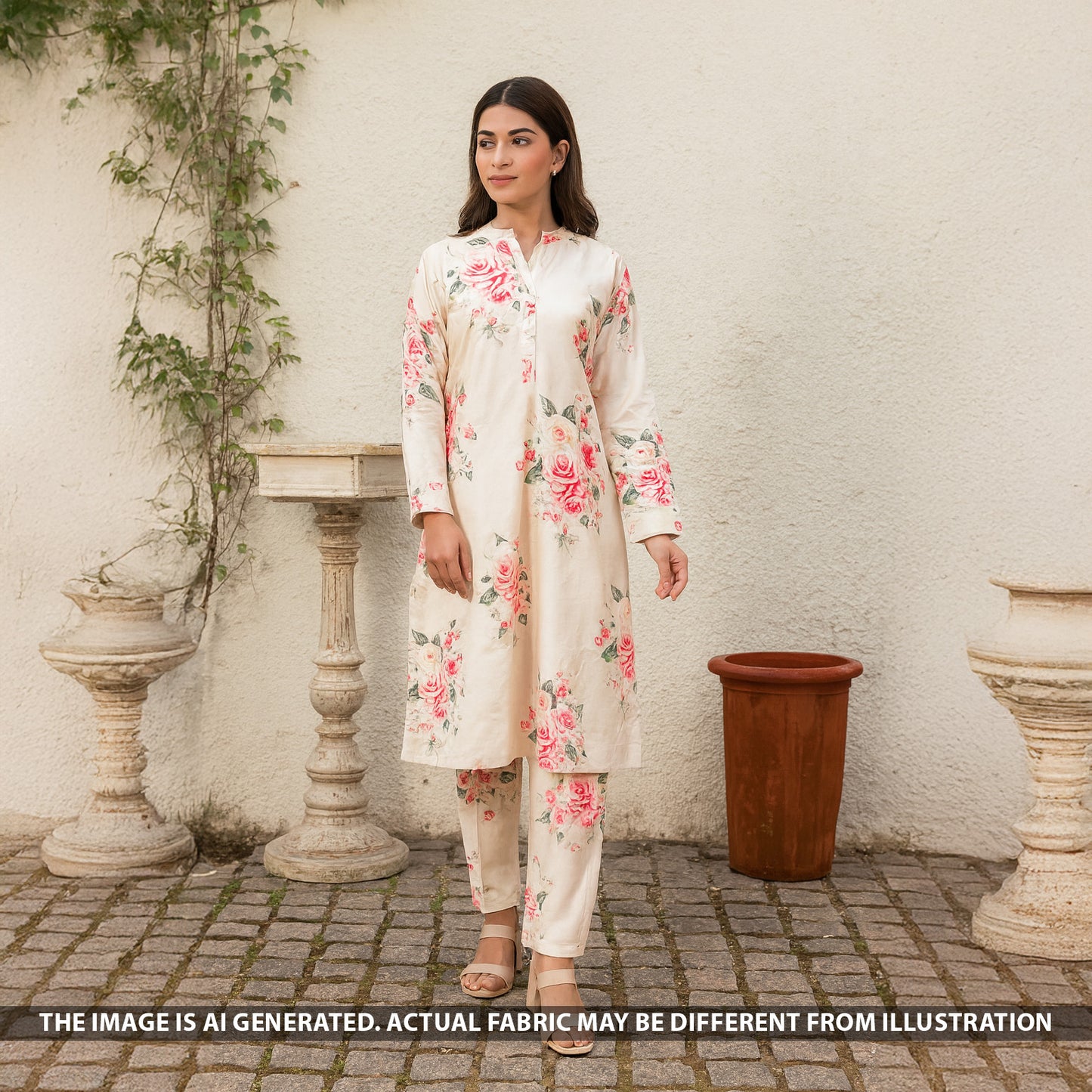 Digital Print Linen Satin Fabric - F5164