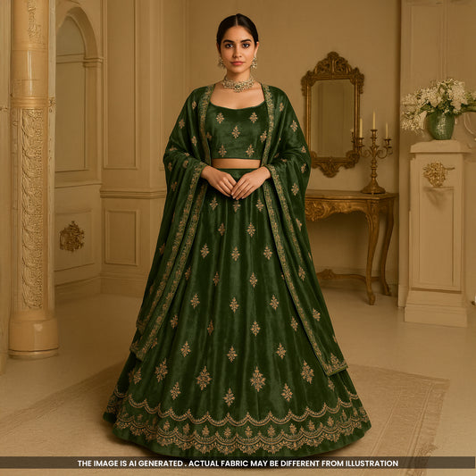 Cut Dana Thread Sequins Work Velvet Fabric-F5201