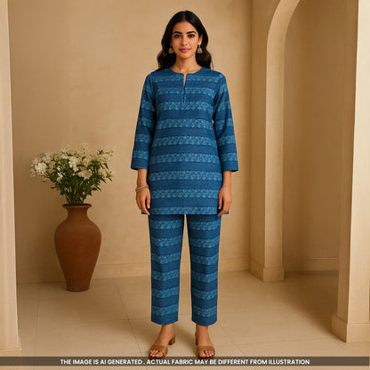 Thread Embroidered Sequins Work Monga Silk Fabric-F5041