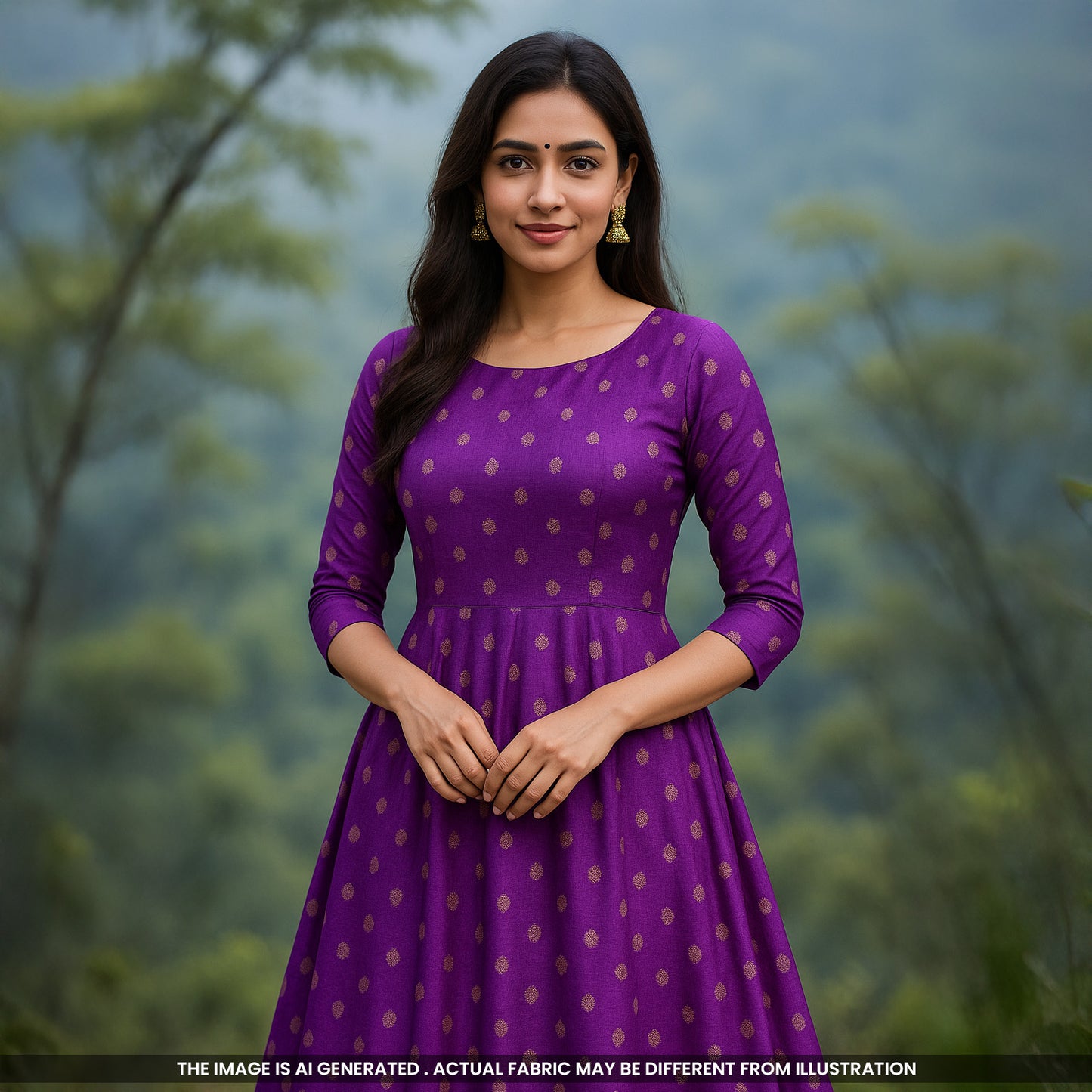 Zari Buti Work Raw Silk Fabric-F5043