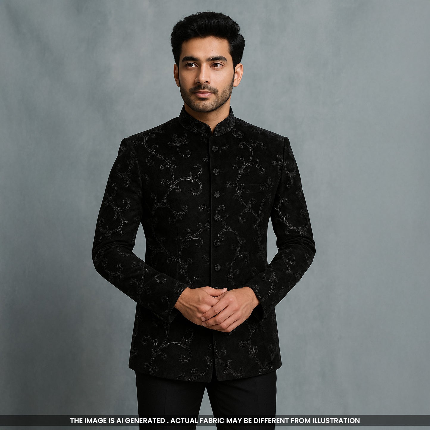 Glitter Work Velvet Fabric-F5046